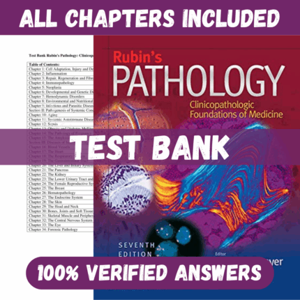 Test bank Rubin's Pathology: Clinicopathologic Foundations of Medicine 7TH Edition by Strayer, Emanuel